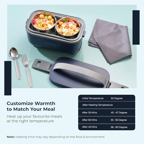 Image of Lifelong Electric Lunch Box with Bag & Cutlery | Food Warmer | Set of 4 (2pcs 300ml + 2pcs 175ml) Retains Nutrients & Keeps Food Fresh | Radiation-Free, Plug-and-Heat | Portable, Durable, Shock-Proof