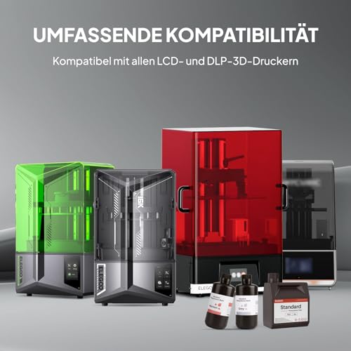ELEGOO Upgraded 3D Drucker Resin, 405nm UV Härtendes Standard Photopolymer Harz 2.0 für LCD 3D Drucker, Hohe Präzision, Geringer Geruch, Weiß 1000g
