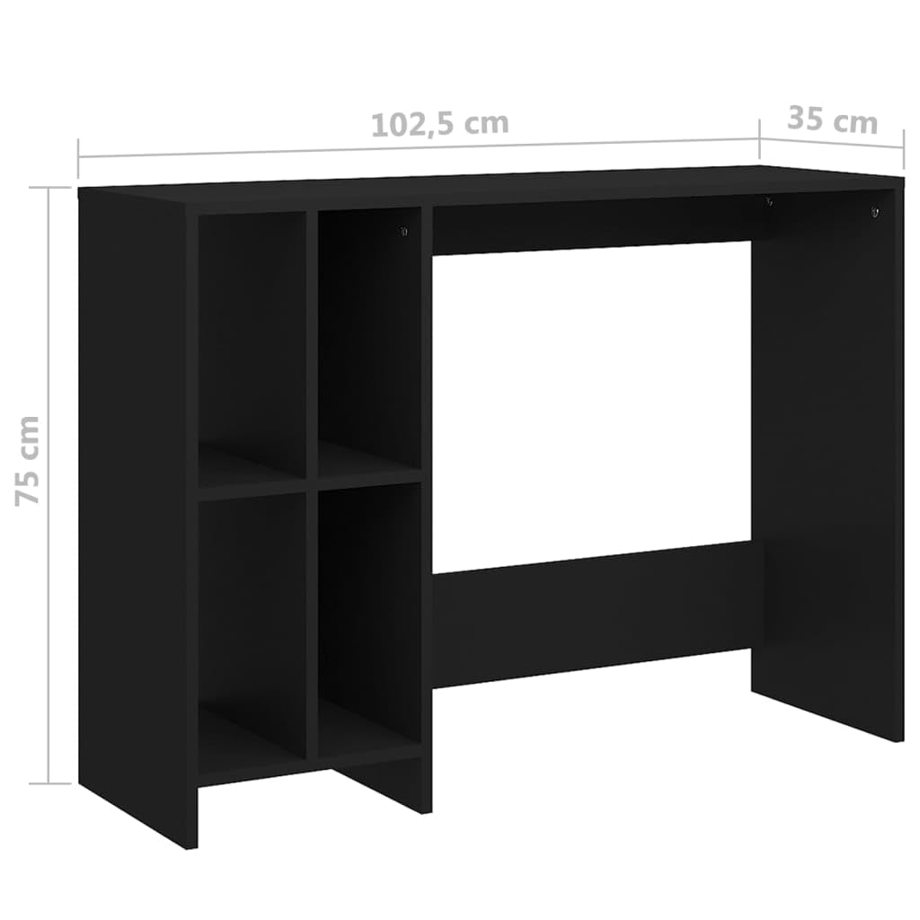 Scrivania per computer, in legno, 102,5 x 35 x 75 cm, con 4 scomparti, moderna scrivania da ufficio per studio e gaming, ideale per ufficio e dormitorio degli studenti