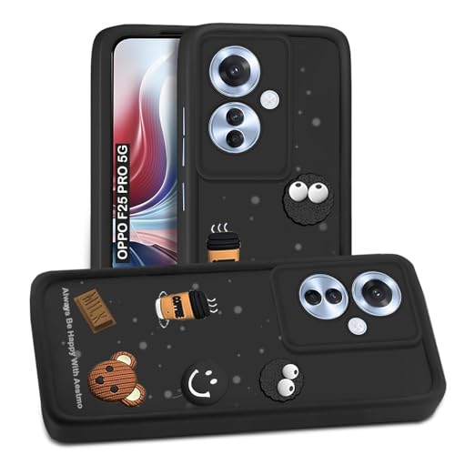 Image of AESTMO Back Case Cover for Oppo F25 Pro 5G Cover | Cute Fun Cartoon 3D Ball | Coffee Silicone Case | Full Body Protection | Camera Protection Back Cover for Oppo F25 Pro 5G (Black)