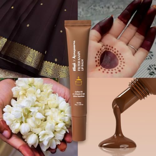 Image of Vilvah x Annapoorna Filter Kaapi Lip Balm | Brown Tinted Lip Balm for Dry & Chapped Lips | Deep Moisturisation & Lip Nourishment | Helps Reduce Lip Pigmentation | Coffee Oil & Vitamin E | Men, Women & Teenagers | 10g