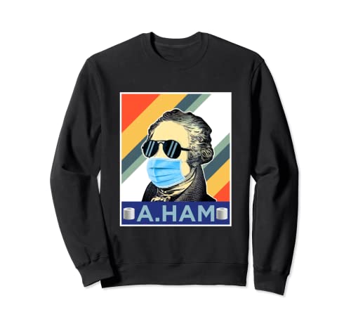 Divertido Alexander Hamilton con gafas de sol y máscara vintage Sudadera