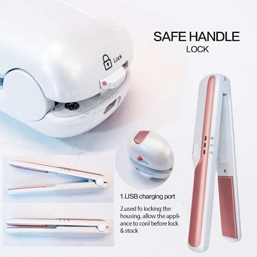Plancha para Cabello Patins Color Rosa con Calentamiento Rápido y Control de Temperatura USB miniatura 2