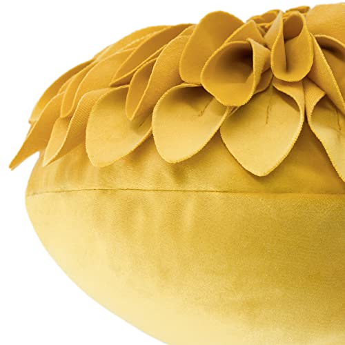 Jwh Handmade Flower Throw Pillow Covers Aesthetic Decorative Round 3D Sunflower Accent Pillow Case Velvet Cushion Couch Bed Bedroom 12 Inch Gold Yellow #TOP4
