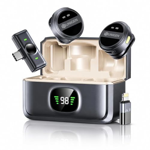 Image of UNIGEN UniMic Pro X120 Wireless Mic 2.4G Collar Microphone Video Recording Live Streaming Mic with Receiver for Video Recording, vlogging, YouTube, Facebook, Instagram Support System for Type C & iOS