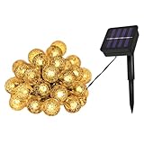 CLISPEED Solar LED Lichterkette Außen mit Großen Warmweißen Kugeln Langlebige Energiesparende Gartendeko für Terrasse Garten und Partybeleuchtung