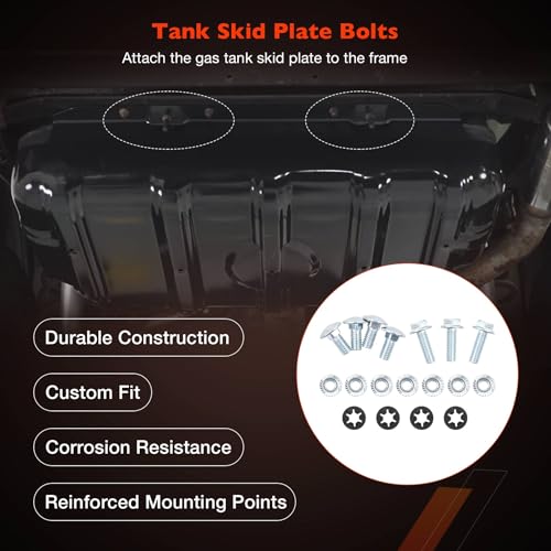 Image of ATRACYPART Gas Tank Skid Plate Bolts Compatible with Jeep Wrangler YJ CJ CJ5 CJ7 Scrambler 1976-1995 (Include Bolts & Flange Nuts & Pushnut Bolt Retainers)