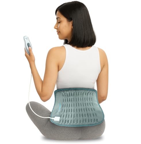 Image of AccuSure T002 Heating Pad (48x27 cm) Extra Large | Electric Heat Pad for Back, Neck, Shoulder, Abdomen, Joint & Period Pain Relief | Ultra Soft Fabric | Fast Heating | Temperature Control | Unisex