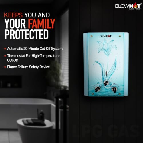 Image of BLOWHOT Gas Geyser 6 Litres|Auto Cut-Off|Automatic Lpg Gas Wall Mounted Water Heater Geyser|Instant Warm Water Flow|2 Year General Warranty|2 Years Warranty On Heat Exchanger(Isi Marked)