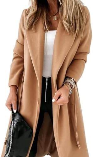 Tankaneo Womens Notched Lapel Collar Coats Open Front Long Jacket...