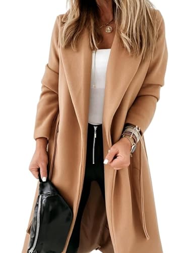 Tankaneo Womens Notched Lapel Collar Coats Open Front Long Jacket...
