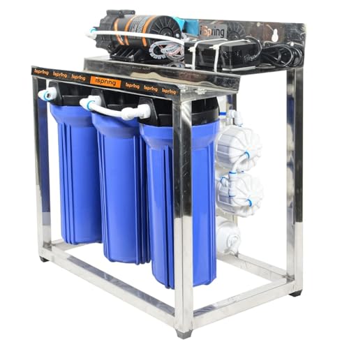 Image of iSpring 25 LPH Commercial RO water purifier 25 Liter Per Hour Blue Stainless steel Body Full Automatic with TDS Adjuster