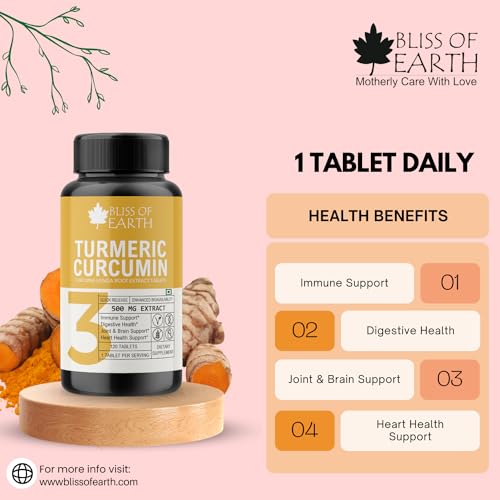Bliss of Earth Turmeric Curcumin 95% Curcuminoids 500mg Extract – 60 Tablets — Curcumin Supplements - image 5