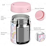 wiwens 12oz Soup Thermo for Hot Food Kids Insulated Food Jar Wide Mouth Lunch Container Leak Proof Stainless Steel Vacuum Bento Box for School Office Travel Outdoors White-Rainbow - Image 3