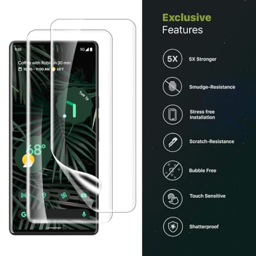 Image of Casecandy - (2 Pack Curved Screen Protector Guard For Pixel 6 Pro 5G | Flexible Pack of 2 Screen Protector for Google Pixel 6 Pro - Fingerprint Support /Bubble Free Technology /HD