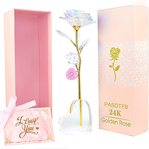 Regalos Navidad Originales Rosa Eterna Rosa de la Galaxia Rosa 24K Chapadas en Oro Rosas Flores...