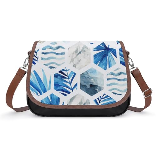 Sac messager imperméable et sac à bandoulière en cuir avec motif hexagonal chic