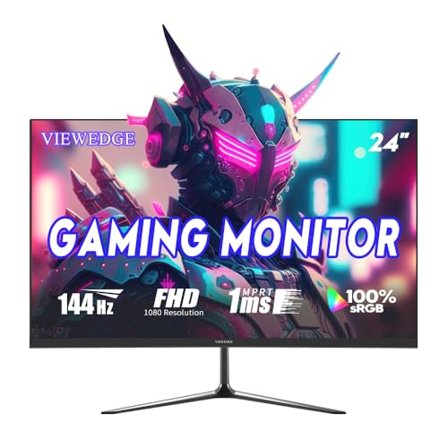 Image of Viewedge 23.8-inch Gaming Monitor FHD 1920x1080 144Hz, VA Panel with 4000:1 Contrast, HDR10, 1ms Response Time, HDMI & VGA Ports, Wall Mountable