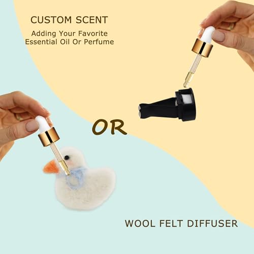 Image of ORIESSE Duck Car Accessories,Wool Felt Car Air Freshener Vent Clips,Refillable Essential Oil Aroma Diffuser,White Duck Decor for Women Teens