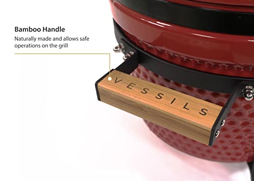 Vessils Kamado Charcoal Bbq Grill – Heavy Duty Ceramic Barbecue Smoker And Roaster With Built-In Thermometer And Stainless Steel Grate (13 Inch Stand, Red) #TOP5