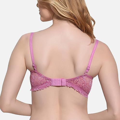 Image of FIMS - Fashion is my style Women Cotton Lycra Floral Lace Lightly Padded Bra Wired Seamless Fullcoverage Multicolor Cup- B