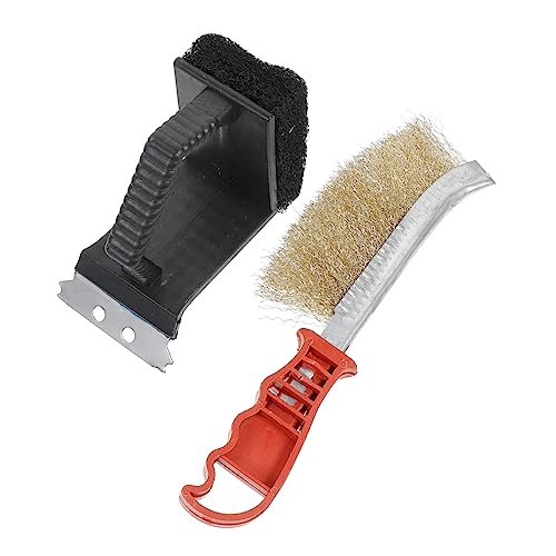 Abaodam 2-Piece BBQ Grill Cleaning Brush Set Wire Brush for Barbecue Multifunctional Home Use Scraper Random Color
