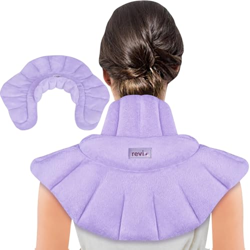 Image of REVIX Microwavable Heating Pads for Neck and Shoulders, Weighted Heated Neck Wrap with Moist Heat, Microwave Heating Pad for Neck and Back Discomfort, Cordless Neck Warmer Microwavable, Light Purple