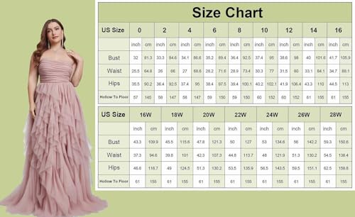 PHILIZLE Women's Strapless Tulle Ruffle Ball Gown - Plus Size Formal Evening Dress with Layered Skirt & Elegant Silhouette4