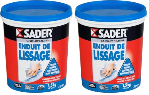 Sader Enduit de Lissage Mur Prêt à l'Emploi en Pâte – Intérieur et Plafond...