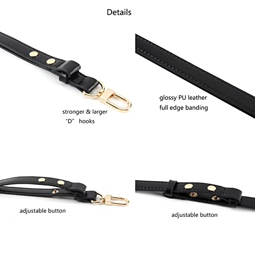 Adjustable PU Leather Purse Handle Shoulder Crossbody Strap for Handbag Bucket Bag (Black - Gold)3
