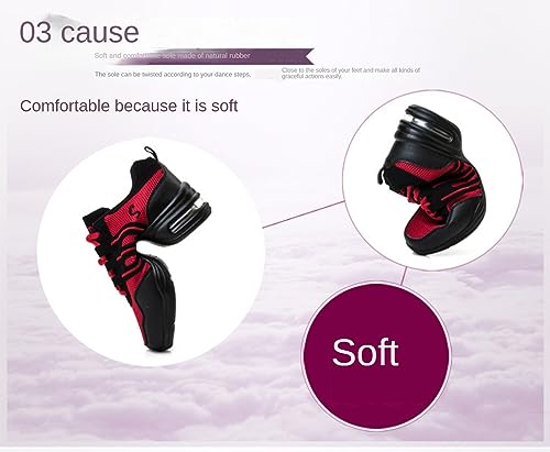 Women's Dance Walking Shoes Lace-up Sneakers - Air Cushion Split Sole Breathable Mesh Modern Jazz Shoes4