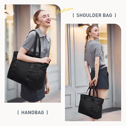Bolso Tote para mujer con cremallera negro miniatura 2