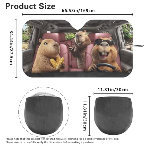 Image of Capybara Car Front Windshield Sun Shade Auto Sun Shades Foldable Automotive Interior Accessories for Sun Protection Auto Sun Heat and UV Rays Blocker