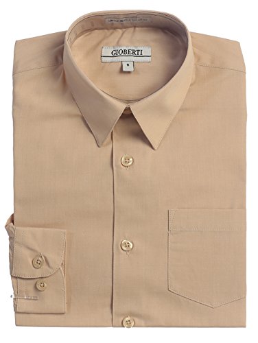 Image of Gioberti Boy's Long Sleeve Dress Shirt + Solid Tie, Bow Tie, and Hanky