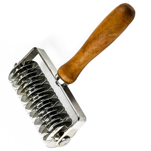 Coupe Rouleau à Pâtisserie Treillis Pâte, Outil Cuisson Gain Temps Domestique, Pince à Pâtisserie Feuilletée Acier Inoxydable avec Manche Bois pour...