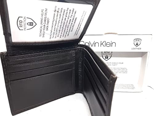 Calvin Klein Men's Genuine Leather Wallet with RFID Protection Black, Black, Standard, American, Black, std, American2