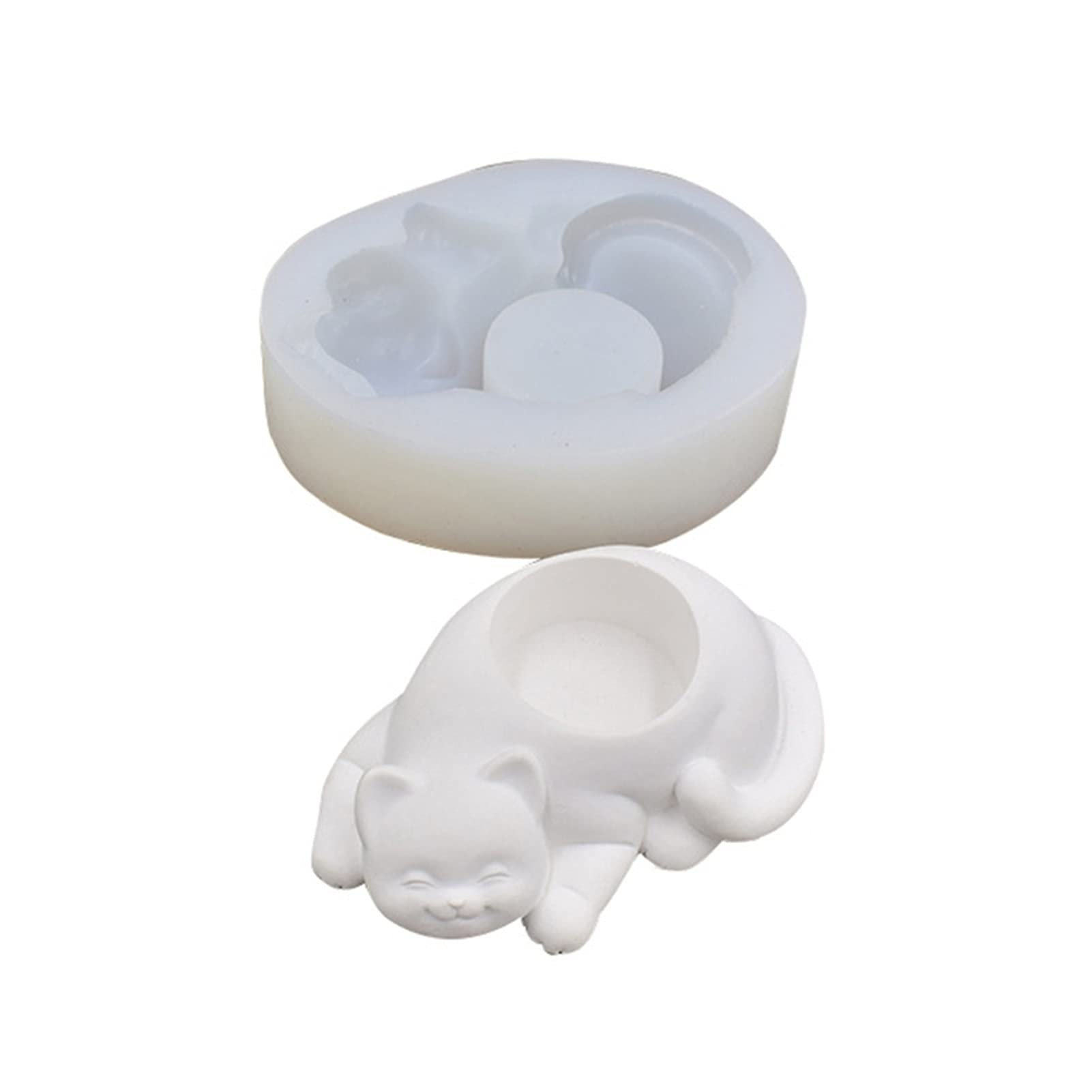 Molde de maceta de silicona de gato bricolaje para jardín y velas