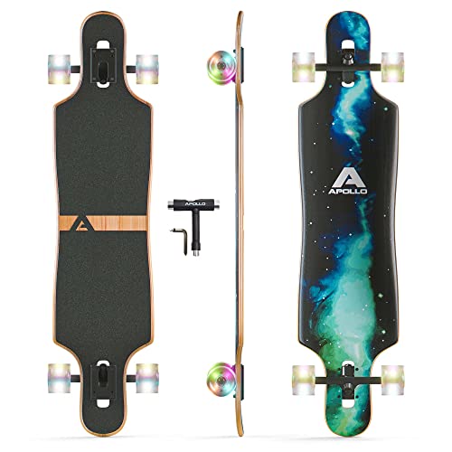 Apollo Drop Deck Longboard Light-Up Wheels - Longboards Skateboard - Long Boards for Teenagers, Kids, Adults - Cruiser Longboards for Teens - Longboard Skateboard Girls