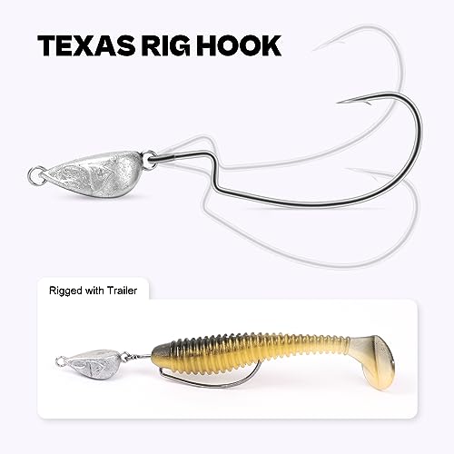 OJY&DOIIIY Weighted Texas Rig Hooks, Weedless Swimbait Jig Heads for Bass Fishing 1/8oz 3/16oz 1/4oz 3/8oz
