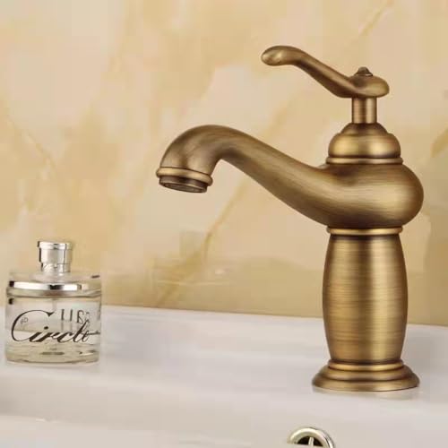 Mitigeur de lavabo rétro en laiton antique pour robinet de salle de bain vintage