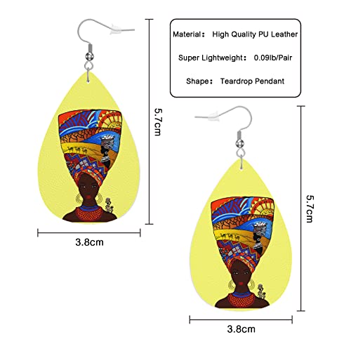 African Woman Woman Earrings, Beautiful African Woman Portrait Lightweight Leather Dangle Teardrop Earrings Jewelry For Ladies Friends2