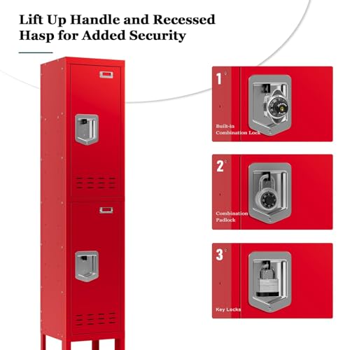 Image of BUTISOW Metal Lockers - 66 inch Height Steel Lockers for Employees with 2 Door Storage Locker with Card Slot for Employees Gym School Home Office Garage - Assembly Required