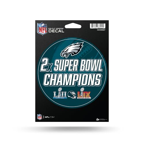 Rico Industries NFL Football Philadelphia Eagles 2 Time Champs 5 x 7 Vinyl Die-Cut Decal - Car/Truck/Home Accessory