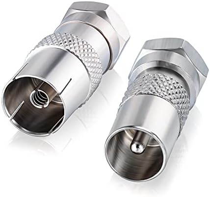 Bingfu TV Aerial Adapter F Type to Coax Adapter Connector F-plug to Coax Plug and F-plug to Coax Coupling (Pack of 2) for Antenna Cables, Aerial Cables, Satellite Cables, Coaxial Cables