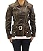 Produktbild A to Z Leather Damen Abreiben-Leder. Elegante Gesteppte Lange Angegurteten Militr Retro Weinlese Radfahrer-Mantel