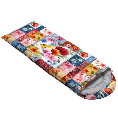Image of QOOMO Ball Flower Camping Sleeping Bags,3 Season Warm & Cool Weather,Lightweight,Waterproof Sleeping Bags for Adults & Kids,Traveling,and Outdoors,Camping Gear Equipment