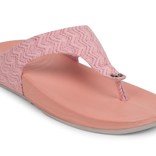 Image of Liberty A-HA Peach & Green Flip-Flops for Women - PU Slip-On