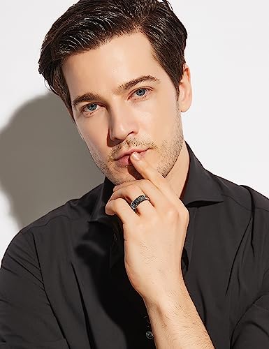 Greenpod 6mm 8mm Tungsten Rings for Men Women Silver Beveled Edge Celtic Knot Rings Black Carbon Fiber Inlay Wedding Bands for Him Size 5-154