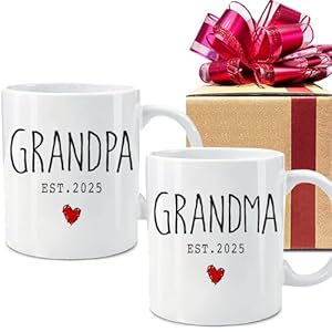 Dnuiyses Promoted to Grandparents EST 2025 Coffee Mugs New Grandparents Gift Pregnancy Reveal Mothers Day Fathers Day Gift New Baby Announcement Baby Reveal Surprise Publicity Mug Gifts