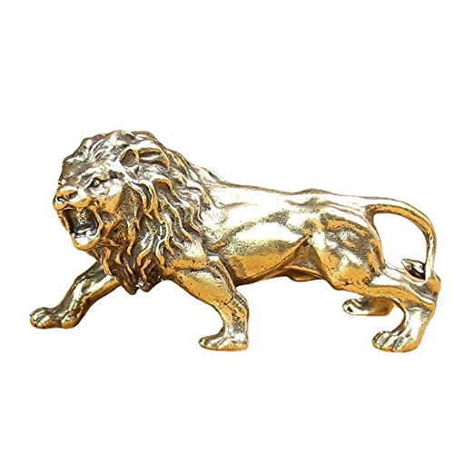 Decoraciones de león de cobre macizo, figuras en miniatura de león de latón, decoración de escritorio de león, manualidades, decoración de león de latón, decoración de sala de estar, esculturas